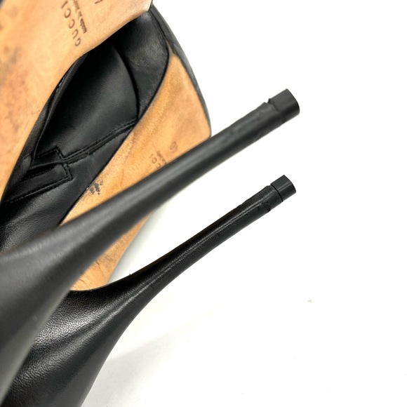 Gucci Black Leather Platform Ankle Boots Booties 252113 - Picture 10 of 13